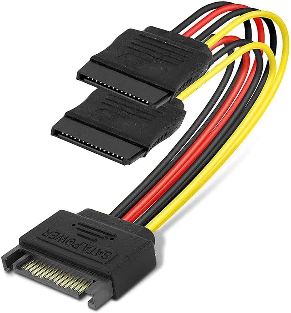 SATA 15 Pin Male to Dual 15 Pin Female Power Extension Y Splitter Cable Adapter