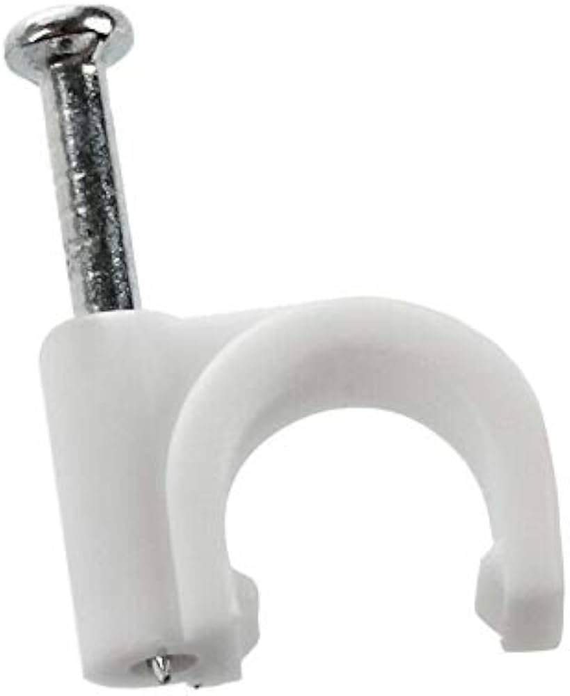 Plastic 8 mm Round Nail Cable Clip (100 Pieces Pack) for Cable Management and Wire Fixing