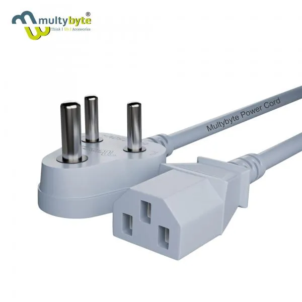 Multybyte Power Cable/Cord 1.5 Meter Grey/Black (Box Pack) for Desktop, Adapter, SMPS and Electronic Devices